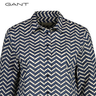 GANT甘特2024早春新款女士时尚几何图案印花长袖衬衫4300287 403蓝色 40