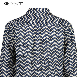 GANT甘特2024早春新款女士时尚几何图案印花长袖衬衫4300287 403蓝色 40