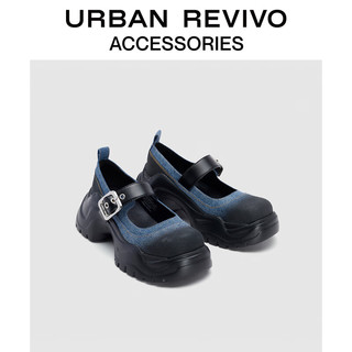 URBAN REVIVO2024春季新款女士渐变牛仔厚底增高单鞋UAWS40003 蓝色 / 黑色 36