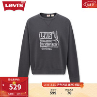 Levi's【商场同款】李维斯24春季新款女士圆领卫衣字母印花复古 灰色 A7288-0013 M