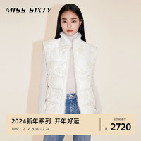 MISS SIXTY2024春季新年系列羽绒马甲女毛边国风盘扣提花 米白 XS