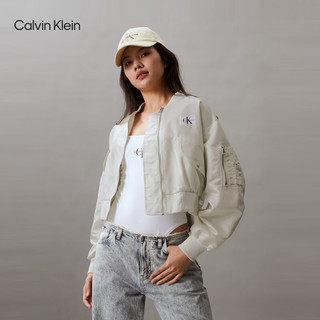 Calvin Klein Jeans24春夏女士时尚棒球领经典绣标飞行员夹克J223720 CGA-奶昔白 XS