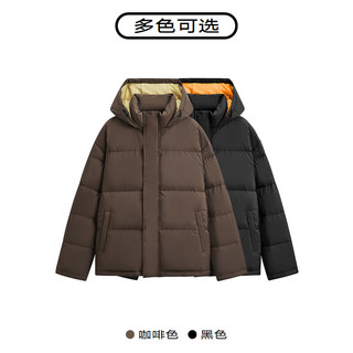 GXG男装双色可连帽休闲羽绒服#GED1Y200844 黑色 180/XL