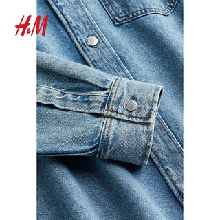 H&M男装2024春季标准版型外套式牛仔衬衫1211685 牛仔蓝 170/92A