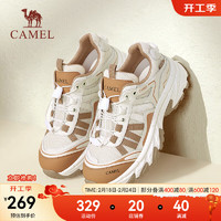 骆驼（CAMEL）2024春拼色老爹鞋运动厚底增高户外休闲鞋 L24S283054米/黄 35