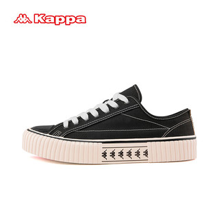 Kappa 卡帕 经典帆布鞋单鞋子女鞋男女同款休闲鞋厚底串标小白鞋 黑色 37