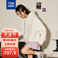 唐狮(TonLion)卫衣女2024春季新款连帽宽松休闲胸口小花上衣女