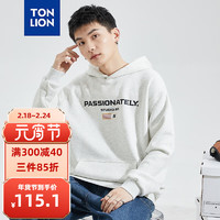 唐狮 TONLION男字母印花连帽卫衣 雾灰 XXL