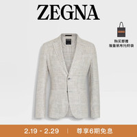 杰尼亚（Zegna）新年春夏浅米色亚麻羊毛及桑蚕丝衬衫夹克749524A7-1DJSS0-48 48/S/M