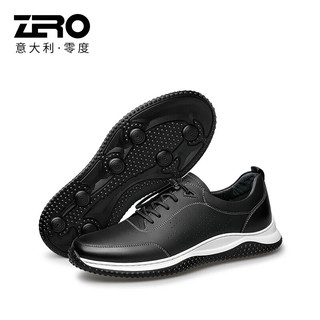 ZERO 零度男士百搭真皮透气舒适运动休闲鞋子男-599 Y1221182黑色 44