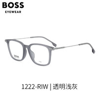 HUGO BOSS 眼镜架方框眼镜商务板材镜框全框可配近视镜片1222 RIW-透明灰色