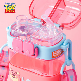 迪士尼（Disney）儿童水杯草莓熊双饮夏季宝宝吸管杯直饮杯子幼儿园水壶HM8134L 草莓熊-长方形