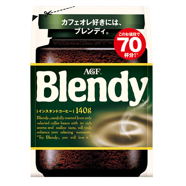 AGF Blendy AGFBlendy黑咖啡 日本进口冷热速溶咖啡 经典原味（绿袋） 140g