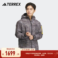 adidas抗风透湿户外连帽冲锋衣男阿迪达斯TERREX IS9512 银灰紫罗兰 A/XL