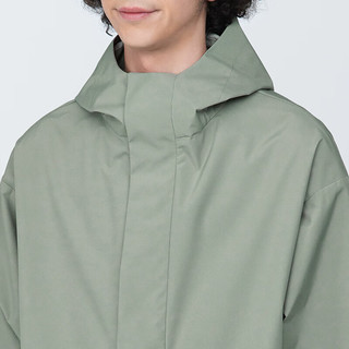 无印良品（MUJI）男式 不易沾水连帽大衣风衣外套男春季工装中长款冲锋衣 AD0UYA4S 浅绿色 XS （160/80A）