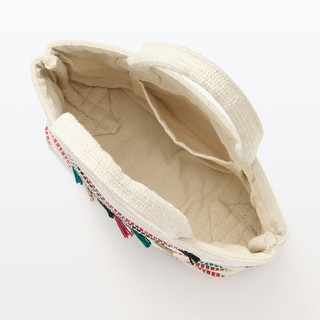MUJI 印度手工织 小型托特包 购物袋 手提包 手拎包 原色 4S