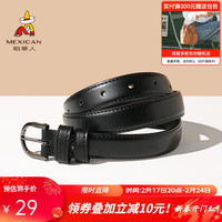 稻草人(MEXICAN)女士皮带韩版女式针扣细腰带女休闲时尚简约百搭装新年 F款-黑色