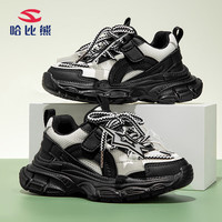 HOBIBEAR 哈比熊 童鞋男童鞋春秋网面儿童运动鞋舒适跑步鞋女童鞋JD83S80黑白34码