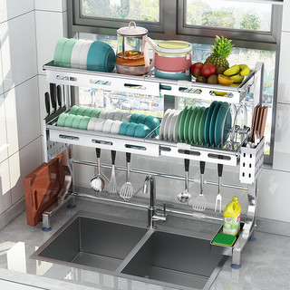 伸缩304不锈钢厨房置物架水槽放碗架碗筷沥水架水池晾碗碟收纳架