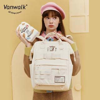 vanwalk面包屋自制日系学院大容量书包初高中女士双肩背包搭食物挂件 芝士黄