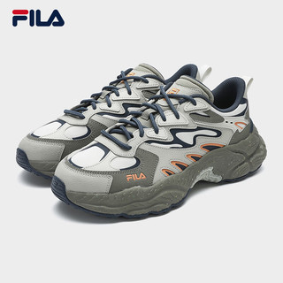 FILA 斐乐 男鞋FERN摩登运动鞋2024春蕨草鞋休闲鞋老爹鞋 香根草绿/玛瑙灰-VA 40