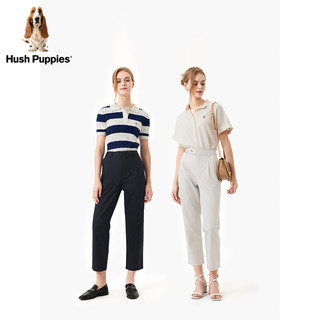 Hush Puppies暇步士女装2024夏季简约百搭通勤显瘦直筒休闲裤 140米咖 S