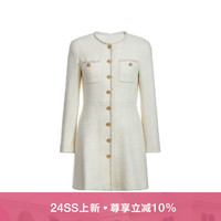 ochirly欧时力 羊毛花式呢小香连衣裙2024早春法式收腰显瘦 米白 XS