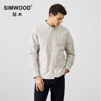 SIMWOOD/简木【宽松版型】210g牛津纺复古条纹休闲长袖衬衫SM130455