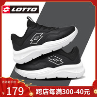 LOTTO乐途女皮面防水运动鞋2024春秋季轻便厚底休闲跑步鞋子 黑/白（皮面款） 37