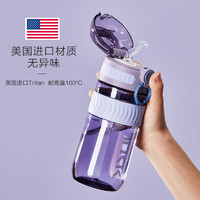 cica吸管杯成人水杯女塑料带刻度儿童直饮壶杯子躺着喝水 紫500ml-吸管款-产妇