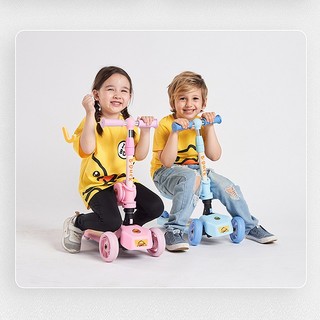 B.Duck小黄鸭儿童滑板车宽轮1-2-小孩可坐单脚踏滑板车 1053粉鸭（带车铃）