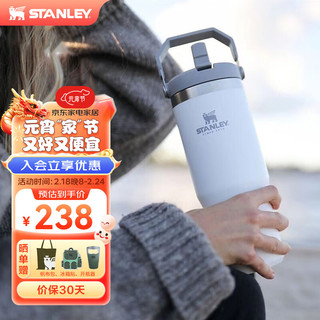 STANLEY经典系列不锈钢折叠吸管水杯 保冷杯大容量骑行户外运动便携水杯 500ML白色