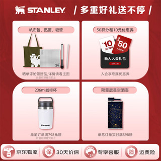 STANLEY经典系列不锈钢折叠吸管水杯 保冷杯大容量骑行户外运动便携水杯 500ML白色