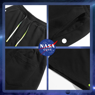 NASA GISS潮流男士短裤排扣夏季港风百搭运动休闲青少年五分裤 灰色 2XL 
