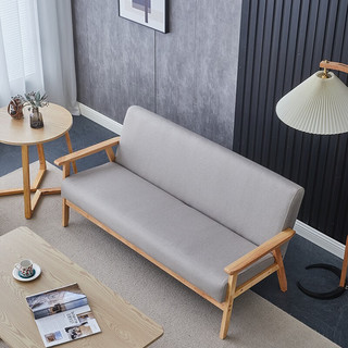 裕邻 沙发客厅小户型实木沙发布艺双人位可拆洗休闲沙发椅YL002轻灰色 三人沙发