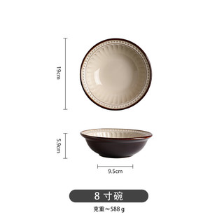 舍里美式复古碗碟碗盘套装盘子菜盘家用欧式创意陶瓷组合餐具 8寸大碗 单个入