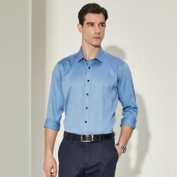 youngor雅戈尔秋季纯色简约商务通勤男士衬衫长袖衬衫男