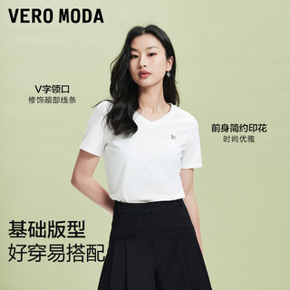 VERO MODA 女士V领字母logo纯棉T恤