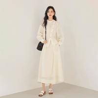 DUIBAI 新中式不对称分割门襟长款半裙女式套装