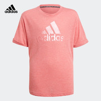 adidas 阿迪达斯 轻运动女大童装休闲上衣圆领短袖T恤GQ8344 玫红色 152CM