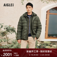 AIGLE 艾高 羽绒服秋冬款WR防泼水户外休闲运动保暖舒适鹅绒男士外套 牛油果绿 AR513 XXL(190/104A)