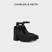 CHARLES & KEITH CHARLES&KEITH24;春季新款CK1-60280425绒布腕带方头防水台高跟鞋