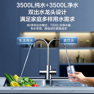 Midea 美的 净水器家用过滤器直饮机净水器净饮一体机大通量厨下式RO反渗透过滤