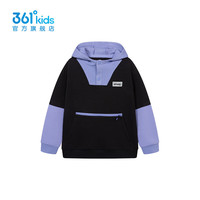 361°361度童装男童连帽卫衣2024年春季中大童卫衣 经典黑 140