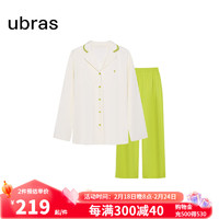 ubras24年水果系列纯色全棉开襟家居服睡衣女长袖长裤套装款 【长袖长裤】女款-奶糖白色 XL