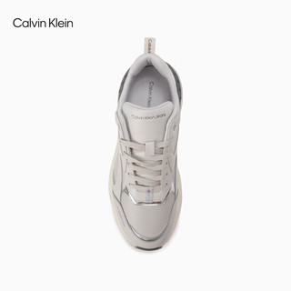 Calvin Klein Jeans24春夏男士复古皮革拼接厚底休闲运动老爹鞋YM00921 0I0-幻影灰 40