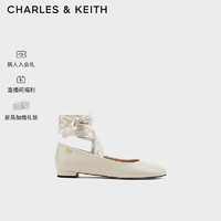 CHARLES&KEITH24春季新品绑带羊皮平底芭蕾舞鞋单鞋SL1-71790028