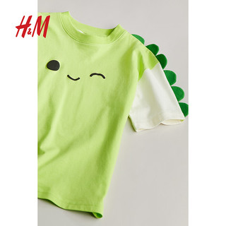 H&M童装男童冬季新款圆领舒适休闲棉质大廓形印花T恤1207216 酸橙绿/Squishmallows 120/60