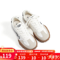 飞跃女鞋运动鞋2024春季鞋子女复古百搭休闲鞋厚底潮流跑步鞋 米/黑 40