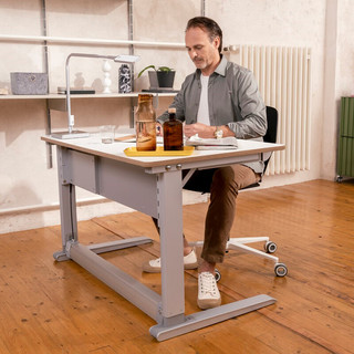 摩尔（moll）T1电脑桌学习桌 极简设计 德国 1.2米 1.5米 柔白+抽屉 120cm